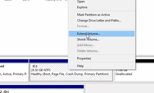 Extend volume Option