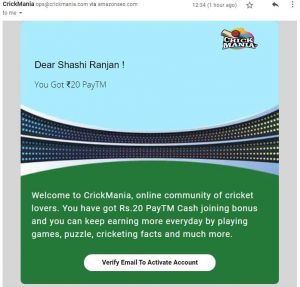 Crickmania referral code